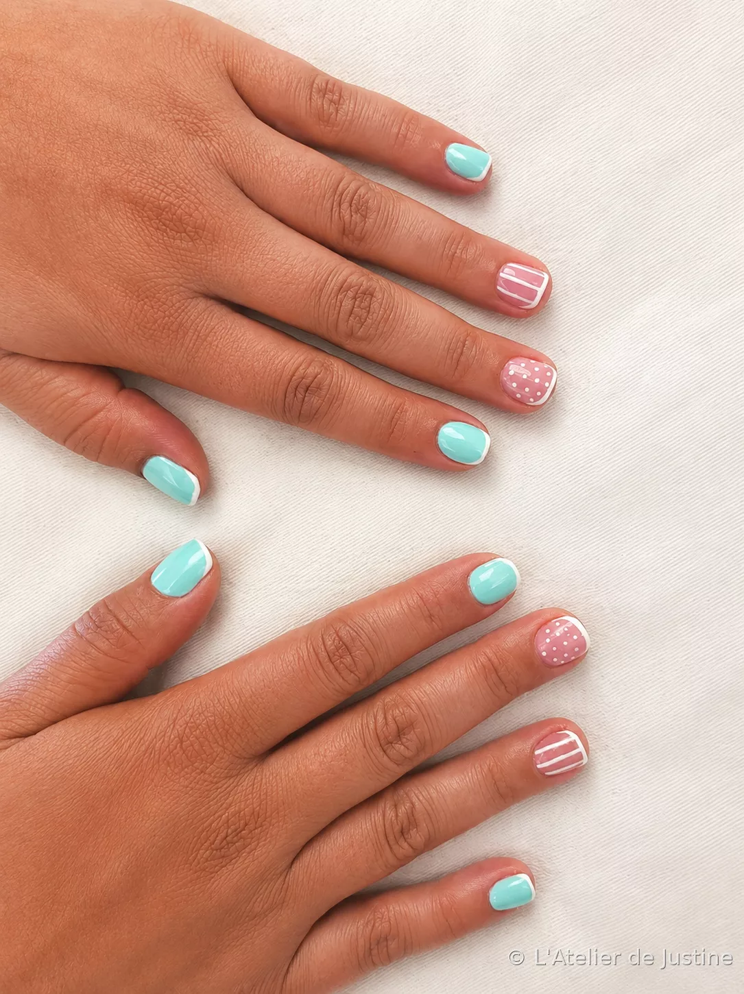 Semi permanent Turquoise 🩵 Nail Art French ✨